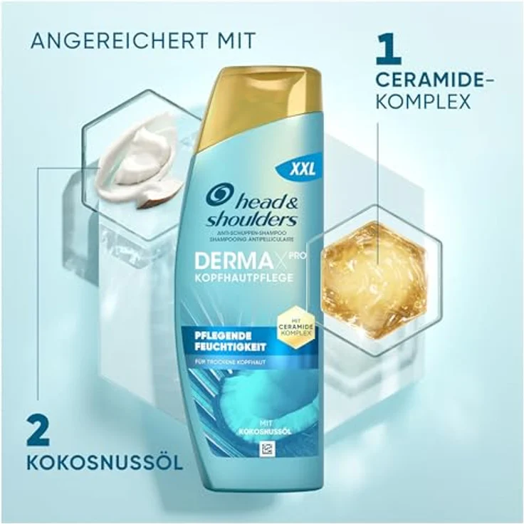 Head & Shoulders DermaXPro Pflegende Feuchtigkeit Shampoo, 500ml, für trockene Kopfhaut mit Kokosmilch und Aloe Vera – Bild 5
