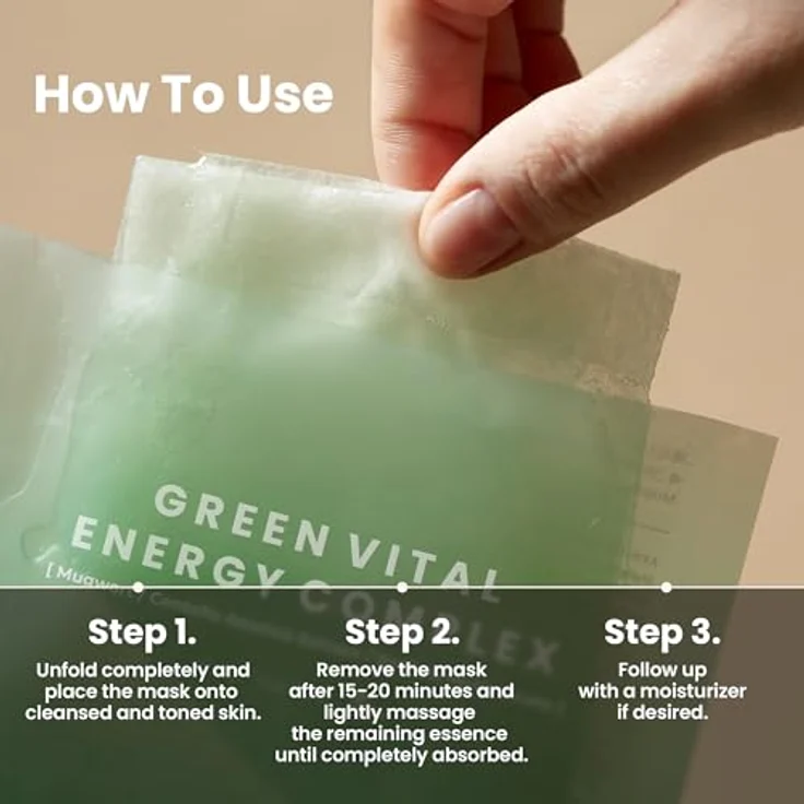 AXIS-Y Mugwort Green Vital Energy Complex Sheet Mask, Zellschichtmaske mit feuchtigkeitsspendender und beruhigender Wirkung, 27 ml – Bild 6