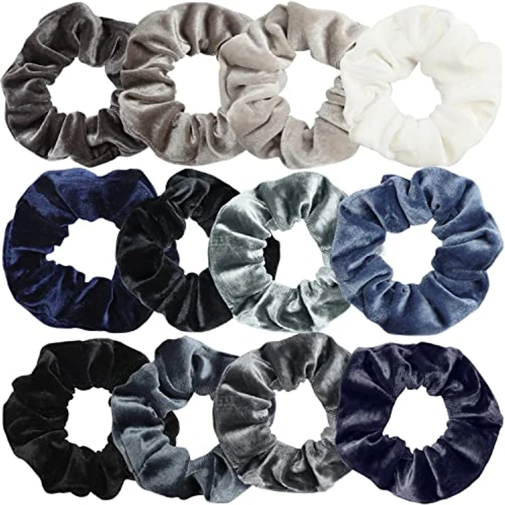 BELLE VOUS 12 Stk Haargummis Scrunchies Samt - Bunte Haar Gummis für alle Haartypen – Bild 1