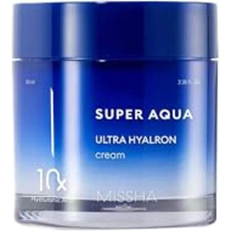 MISSHA Super Aqua Ultra Hyalron Creme, 70 ml, feuchtigkeitsspendende Gesichtscreme mit 10 Arten von Hyaluronsäure für strahlenden Teint