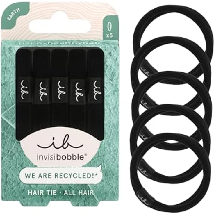 invisibobble Haargummis schwarz | Zopfgummi sehr sanft zum Haar | Haargummi Damen & Herren Earth Collection | Haargummi-Set nachhaltig, 5 Stück – Bild 1