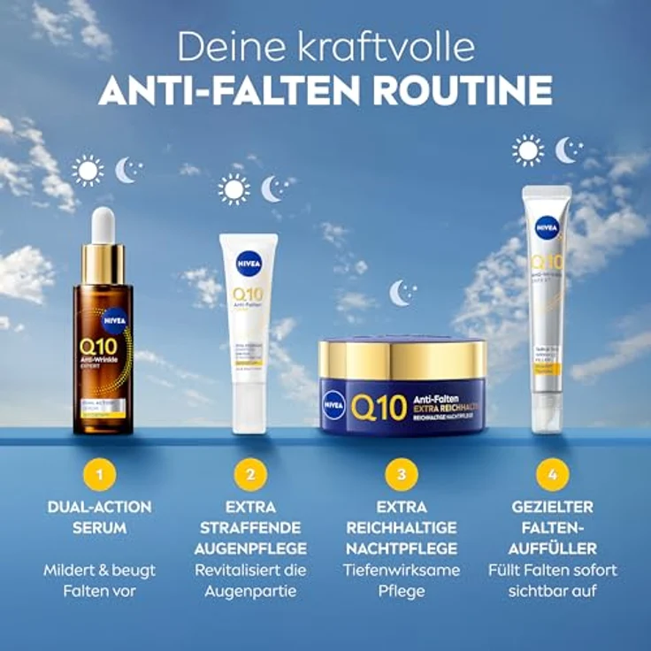 NIVEA Q10 Anti-Falten Power, Reichhaltige Nachtpflege 50ml mit Bio-Argan-Öl und Squalan für trockene bis sehr trockene Haut – Bild 7