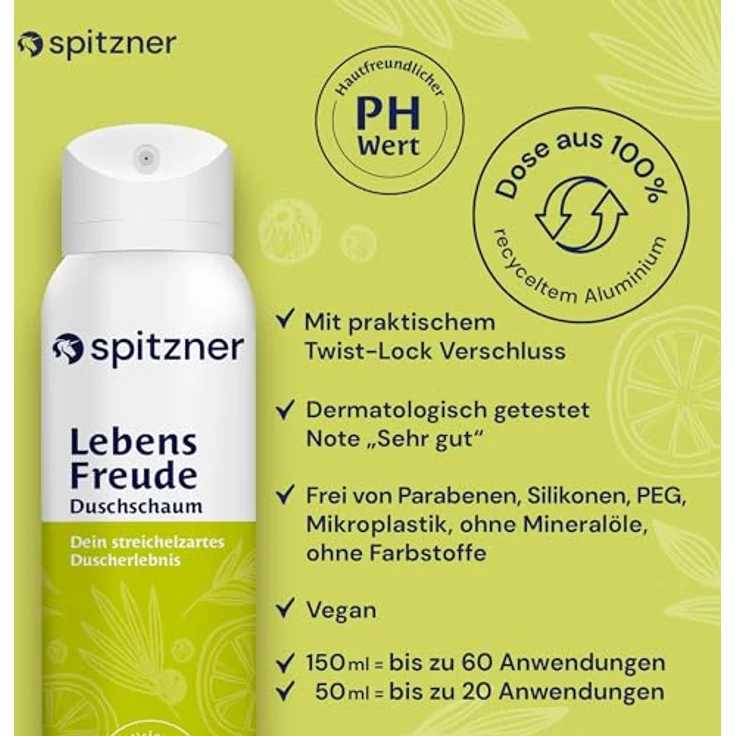 Spitzner Duschschaum Acai-Yuzu, 3 x 150 ml, vitalisierende Wellness-Dusche mit exotischen Power-Früchten, vegan und hautverträglich, sanft reinigender Schaum – Bild 4