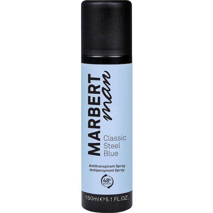 Marbert Man Classic Steel Blue Antitranspirant Spray, 48 h Schutz gegen Schweißbildung und Körpergeruch, 150 ml