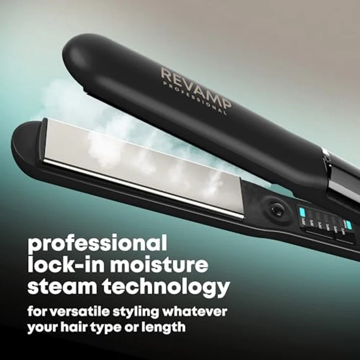 REVAMP ST-1600-EU Progloss Steamcare Haarglätter, Ionen-Technologie, max. 230 °C, Keramikbeschichtung, schwarz-matt – Bild 3