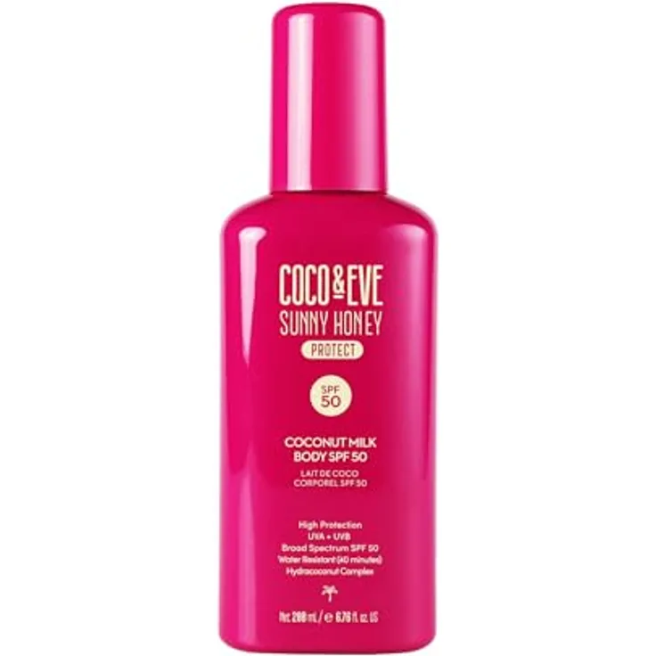Coco & Eve Coconut Milk Body SPF 50, Sonnencreme mit Hydrationselementen und tropischem Mango-Duft, 200ml