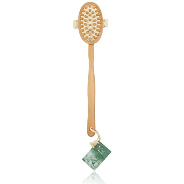Croll & Denecke Cellulite-Bürste, Badebürste aus Holz mit Holznoppen und Naturborsten, vitalisierend