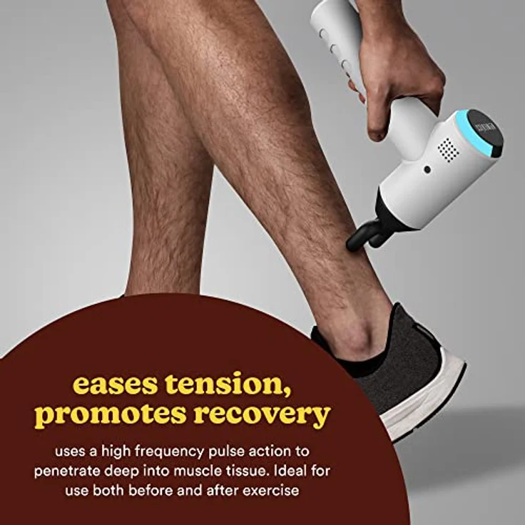HoMedics Massage Gun Massagepistole Tragbares Physiotherapie-Massagegerät, professionelle Physio-Tiefenmassage, Perkussionsmassage für die Muskeln, 5 Massageköpfe, kabellos, wiederaufladbar Weiß – Bild 4