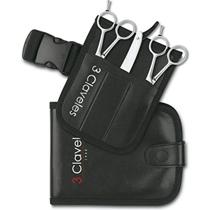 3 Claveles 12760 Set Friseurschere mit Etui und 2 Schere 5.5 und Taschenmesser, Cranberry – Bild 5
