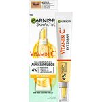 Garnier Vitamin C Anti-Müdigkeits Augencreme, Für eine strahlende und wache Augenpartie, Gegen Augenringe und Krähenfüße, Glow Booster Augenpflege, SkinActive, 1 x 15 ml