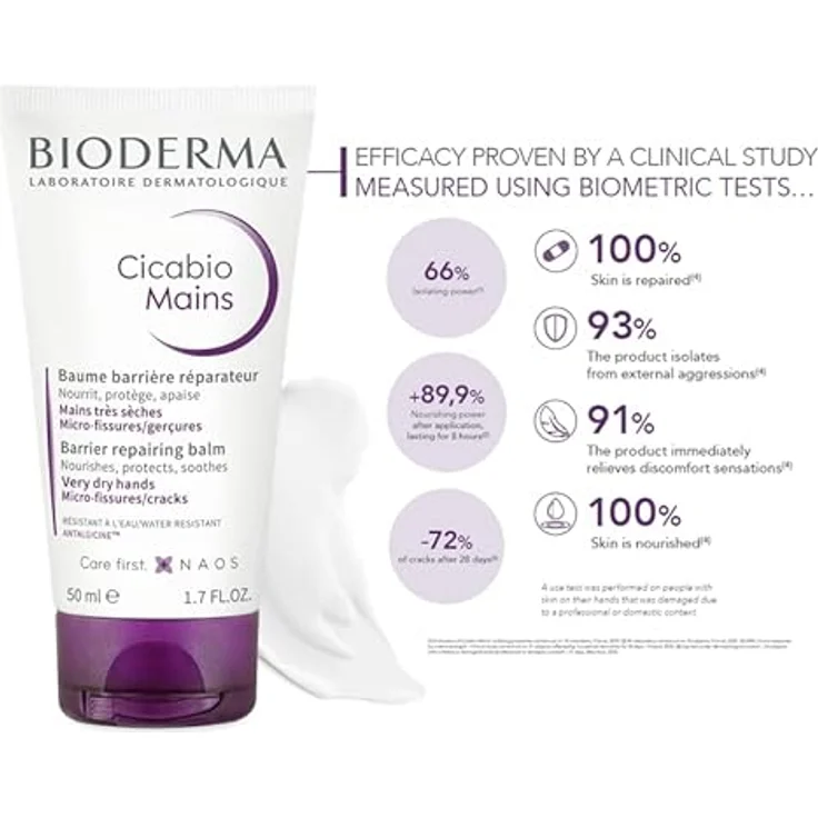 Bioderma Cicabio Mains 50ml, Reparierender Barriere-Balsam für empfindliche Haut der Hände – Bild 4