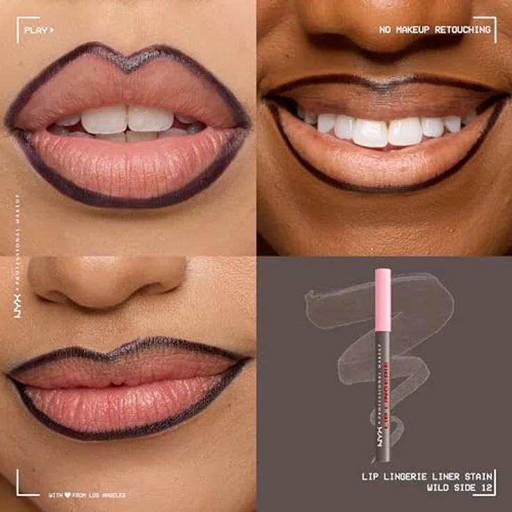 NYX Professional Makeup Lip Lingerie Lipliner Stain, wasserfester & wischfester Lip Liner mit ultra-feiner Spitze, langanhaltender Nude-Stain Effekt, Farbe: Wild Side – Bild 3