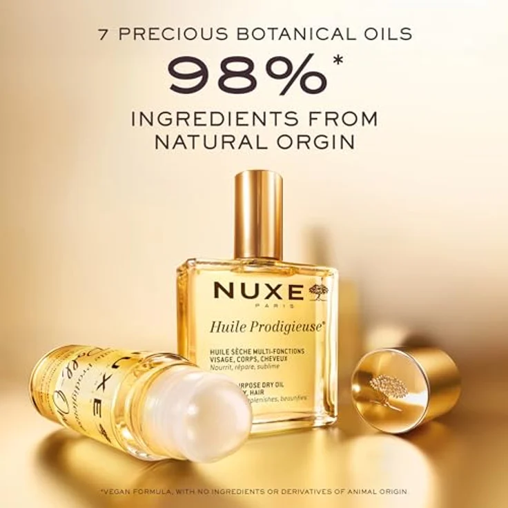 Nuxe Huile Prodigieuse Roll-On 60 Ml, Trockenöl für Gesicht, Körper und Haare mit 7 pflanzlichen Ölen, satinierter Glow ohne öliges Finish – Bild 4