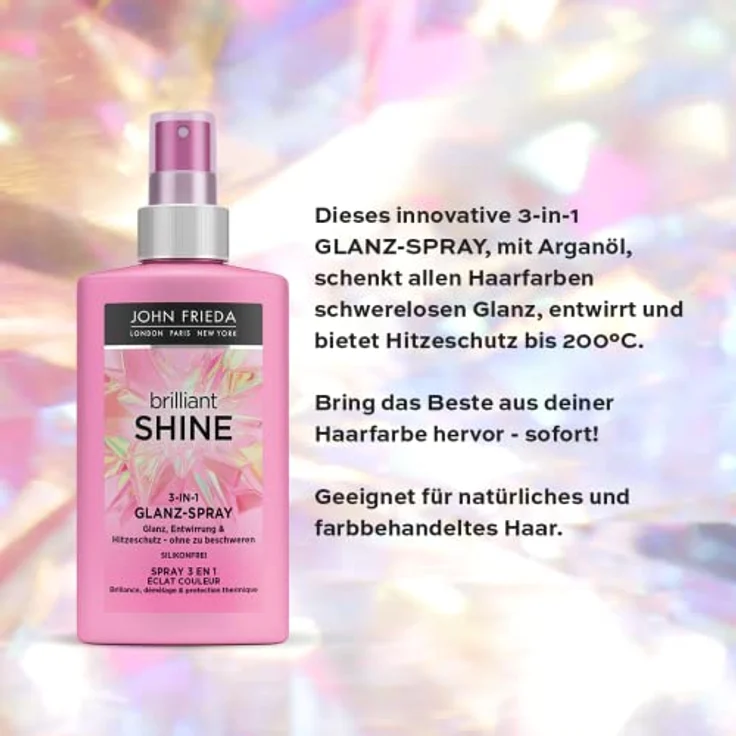 John Frieda Brilliant Shine 3-in-1 Glanz Spray - Inhalt: 150 ml - Glanz, Entwirrung und Hitzeschutz - Ohne zu beschweren - Silikonfrei – Bild 3