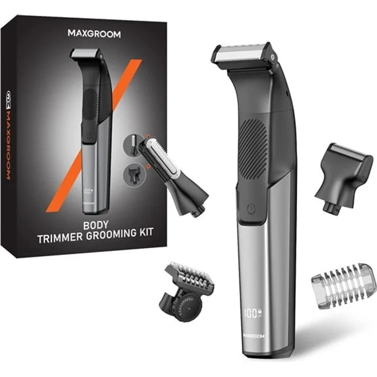 MAXGROOM JK-319, Multifunktionstrimmer mit 7000 rpm Motor, IPX6 wasserdicht, austauschbare Tipps, schwarz