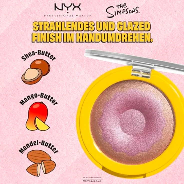 NYX Professional Makeup The Simpsons Highlighter, Highlighter Farbton Donut Mind If I Do, 7.1 g mit lichtreflektierenden Pigmenten für strahlenden Glow – Bild 4