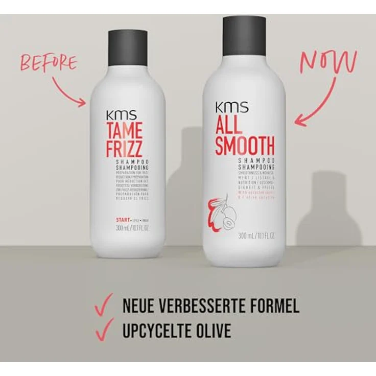 KMS ALLSMOOTH Shampoo 75ml, Anti-Frizz Pflege für mittelstarkes bis starkes Haar, vegan, ohne Silikone, mit upgecycelter Olive – Bild 4