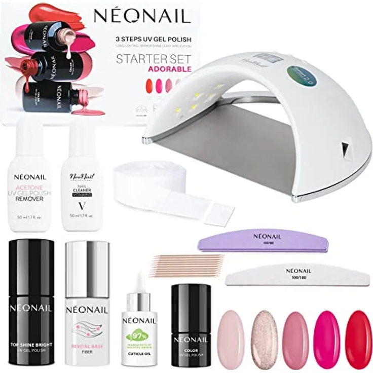 NeoNail Neonail Smart Set Premium, Nageldesign-Set, UV-Nagellacke, Nail Polisher 100/180, Zelletten 12-lagig (250 Stück), Nail File 100/180, Lampe LED 21W/48 ECO, Nail Cleaner (50 ml), UV-Nagellack-Remover Acetone (50 ml), Holzstäbchen (10 Stück), 3D HOLO – Bild 6