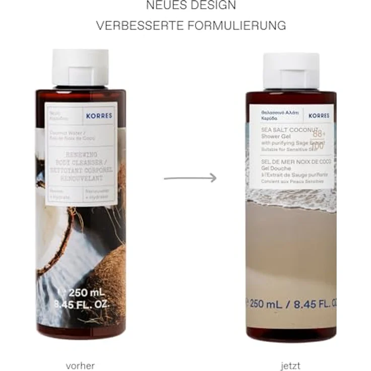 KORRES SEA SALT COCONUT Duschgel mit Salbei-Extrakt, vegan, silikon- und parabenfrei, 250 ml – Bild 2