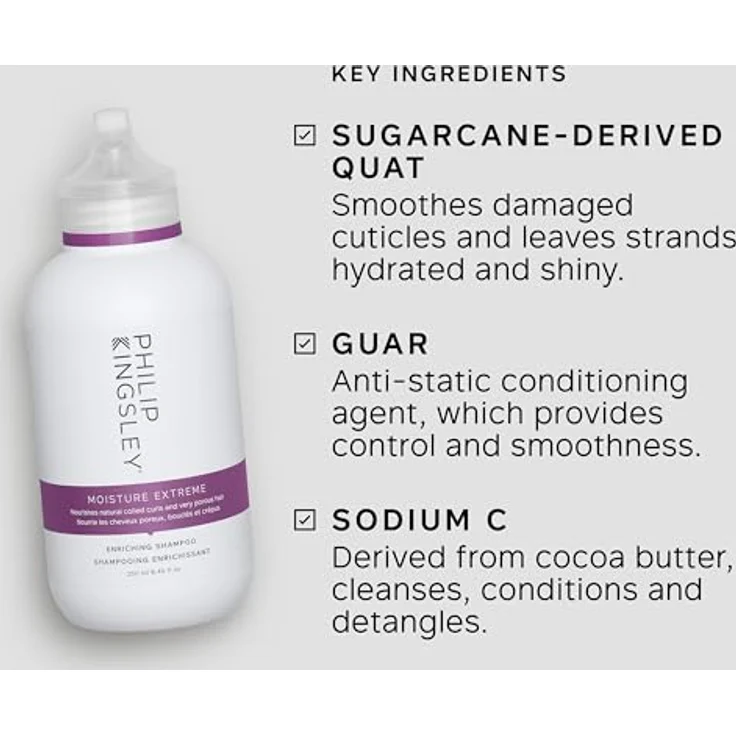 Philip Kingsley Moisture Extreme Enriching Shampoo, feuchtigkeitsspendendes Shampoo für sehr trockenes, gekräuseltes Haar, 250 ml – Bild 4