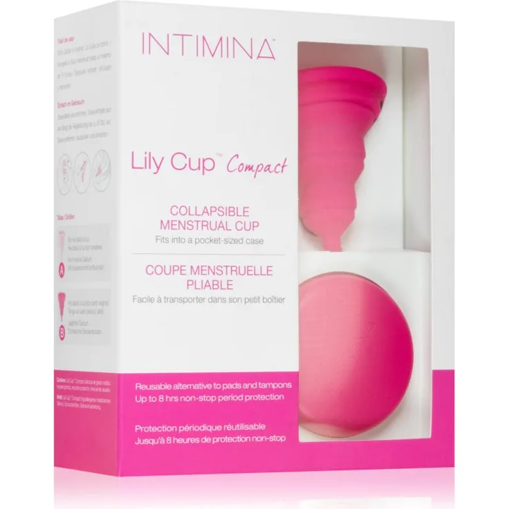 Intimina Lily Cup Compact B, Menstruationstasse 23 ml aus hypoallergenem Silikon, wiederverwendbar, für Sport und Schwimmen geeignet, inkl. Textilbeutel
