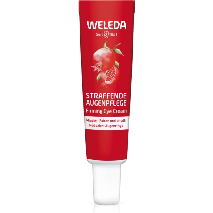 Weleda Pomegranate Augencreme zur Faltenreduzierung mit Maca-Peptiden, 12 ml, glättet feine Linien und reduziert Augenringe