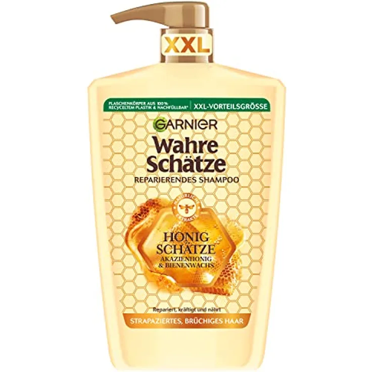 Garnier Wahre Schätze Reparierendes Shampoo Honig Schätze; XXL Format 1L, kräftigt und nährt strapaziertes und brüchiges Haar, 1000 ml