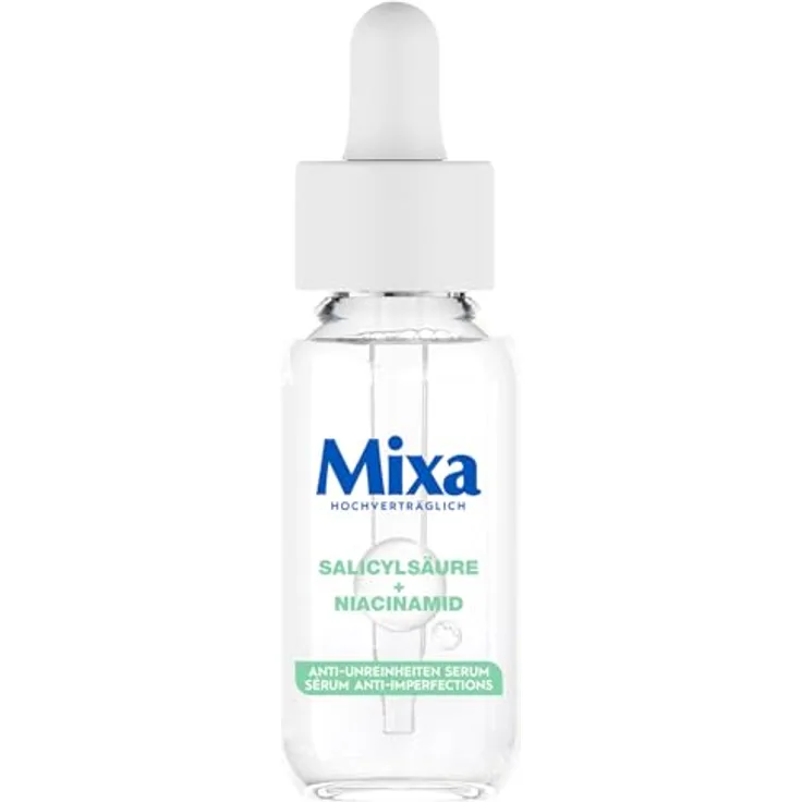 Mixa Anti-Unreinheiten Serum, Für zu Akne neigende und sensible Haut, Mattes Finish & Ölkontrolle, 30 ml