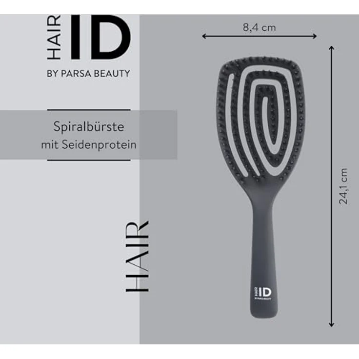 PARSA Beauty Hair ID Seidenglanz Spiralbürste, Premium Haarbürste mit Magic Glow Naturborsten & Seidenprotein, flexibler Bürstenkopf für sanfte Kopfhautmassage, reduziert Frizz & verleiht Glanz – Bild 2
