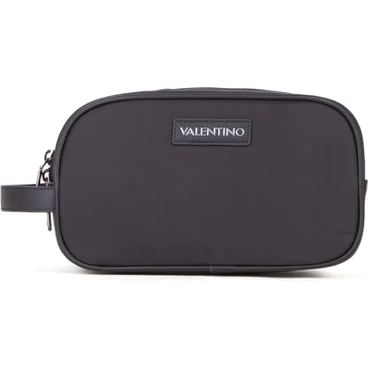 VALENTINO Cardano Soft Cosmetic Case Nero, eleganter Kulturbeutel für Reisen und Zuhause, Maße 23,5 x 14 x 11,5 cm