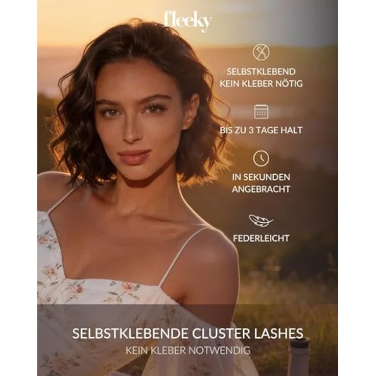fleeky Press-On Lashes Date Night, Voluminöse Wimpern ohne Kleber, bis zu 3 Tage Halt, leicht und angenehm zu tragen – Bild 4