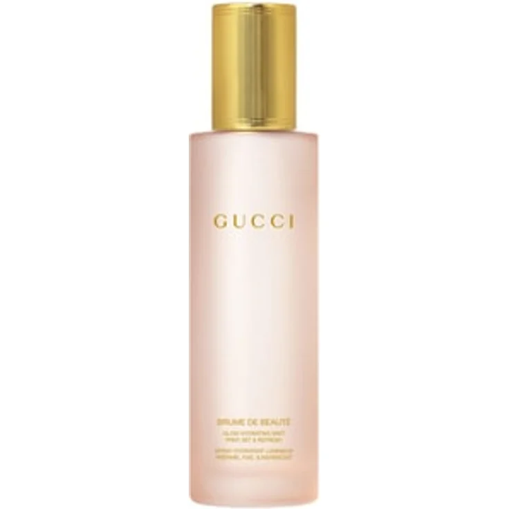 Gucci Beauty-Mist Fixing Spray, universelles Feuchtigkeitsspray mit schwarzem Rosenöl und Hyaluronsäure, pastellrosa Flakon