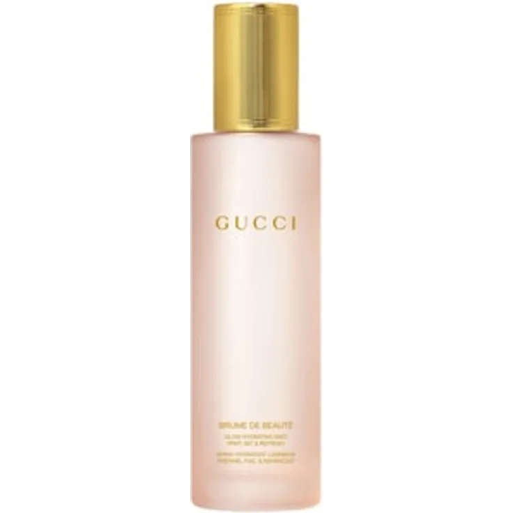 Gucci Beauty-Mist Fixing Spray, universelles Feuchtigkeitsspray mit schwarzem Rosenöl und Hyaluronsäure, pastellrosa Flakon