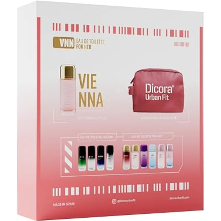 Dicora UrbanFit Vienna for Her, Damenparfüm EDT 150 ml, fruchtiger Gourmet-Duft mit Vanille und Haselnuss, inklusive Necessaire – Bild 3