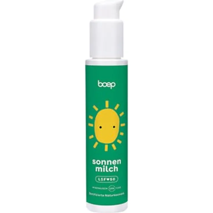 boep Mineralische Sonnenmilch, leichte & feuchtigkeitsspendende Rezeptur mit Zinkoxid-Filter, LSF 50 für sensible Haut von Babys, Kindern und Schwangeren, 100ml mit leichtem Sommerduft