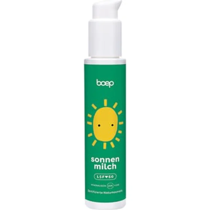 boep Mineralische Sonnenmilch, leichte & feuchtigkeitsspendende Rezeptur mit Zinkoxid-Filter, LSF 50 für sensible Haut von Babys, Kindern und Schwangeren, 100ml mit leichtem Sommerduft – Bild 1