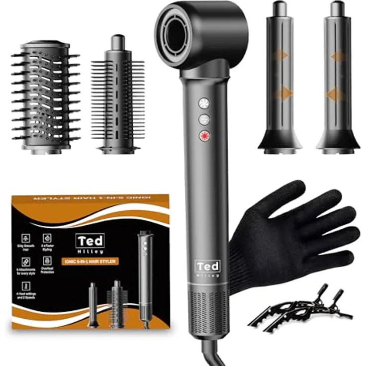 Ted Hilley OmniStyle - Multistyler mit automatischer Lockenfunktion, 200 Mio. Ionen, Thermo-Control, 5-in-1 Styling und 2,5 m Kabel