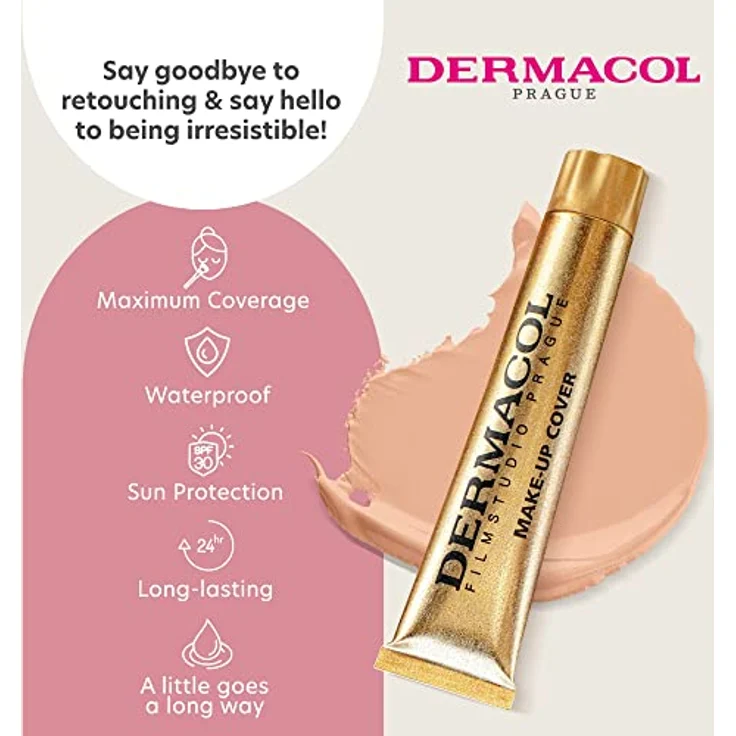 Dermacol Full Coverage Foundation 13g, Flüssige Matte Foundation mit SPF 30, Wasserfest für fettige Haut, Shade - 208 – Bild 4