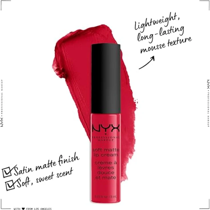 Nyx Professional Makeup Soft Matte Lip Cream, Cremiges Und Mattes Finish, Hochpigmentiert, Langanhaltend, Vegane Formel, Farbton: Amsterdam 8 ml – Bild 2