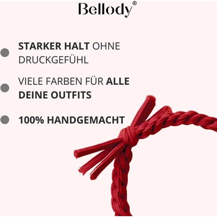 Bellody® Original Haargummis - Stylisch geflochtener Haargummi mit starkem Halt (4er Set - Bordeaux Red) - Damen Haarschmuck in Dunkel Rot – Bild 2
