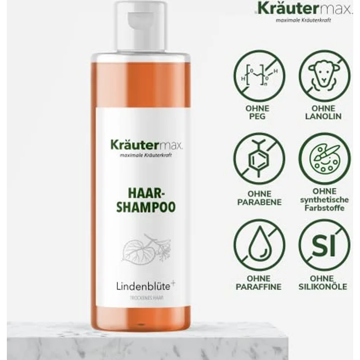 Kräutermax Lindenblüten Shampoo Haarshampoo zur Haarpflege mit Lindenblüten Extrakt 1 x 250 ml, natürliche Pflege für gesundes und kräftiges Haar – Bild 2
