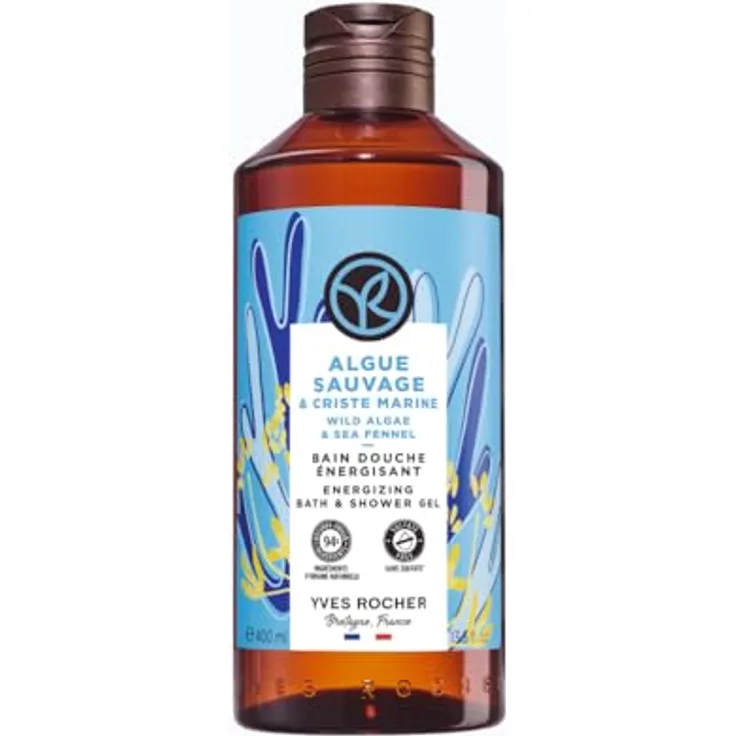 Yves Rocher BAIN DE NATURE Duschbad Algue Sauvage & Criste Marine, Bourbon-Vanille Duft, 93% natürliche Inhaltsstoffe, 400 ml