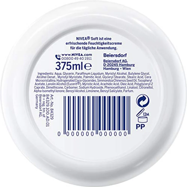 NIVEA Soft, erfrischende Feuchtigkeitscreme mit Vitamin E und Jojoba-Öl, schnell einziehend, 375 ml für Gesicht, Körper & Hände – Bild 2