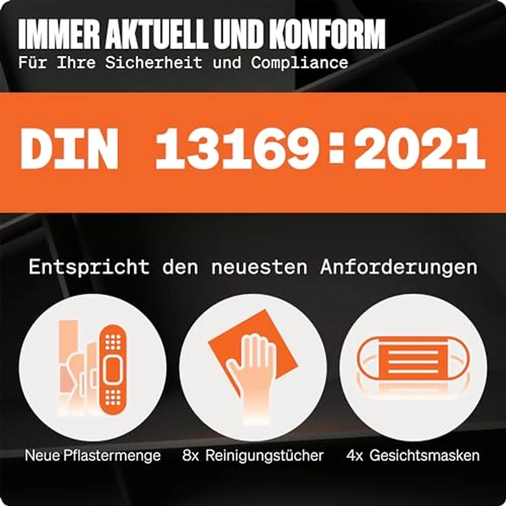 WERKSTEIN Erste Hilfe Nachfüllset DIN 13169:2021, 166-teiliges Verbandsmaterial Set mit praktischen Innentaschen und Erste Hilfe Anleitung für Betriebe bis 300 Mitarbeiter – Bild 2