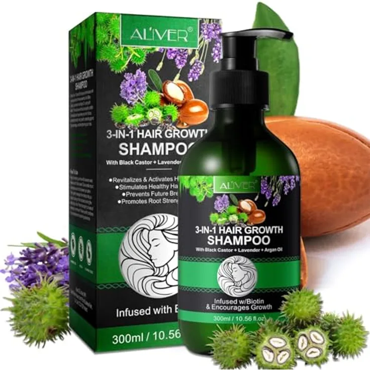 P-Beauty Cosmetic Accessories P-BEAUTY 3in1 Haarwachstumsshampoo 1 x 300ml - mit Black Castor Rizinus, Lavendel & Arganöl, Vegan - fördert dichtes und glänzendes Haar