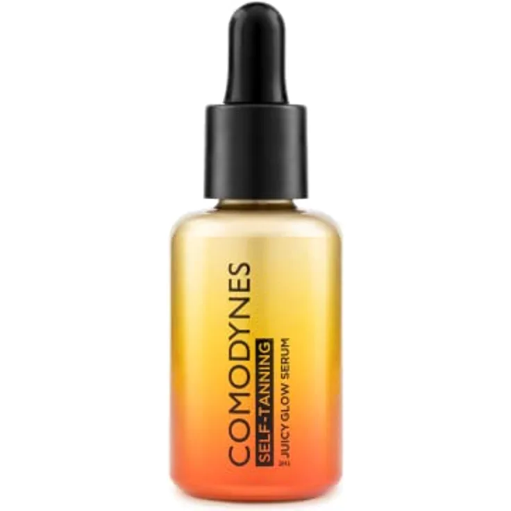 Comodynes - Juicy Glow Serum Selbstbräunungsserum, spendet Feuchtigkeit, hellt und reduziert Zeichen der Alterung, verbessert die Elastizität und Festigkeit, mit Hyaluronsäure und Vitamin C - 30 ml