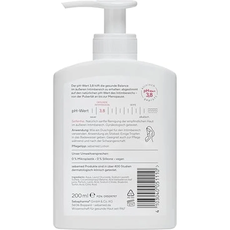 Sebamed Intim-Waschgel pH 3,8, sanfte Intimpflege mit Bisabolol und Milchsäure, 200 ml – Bild 2