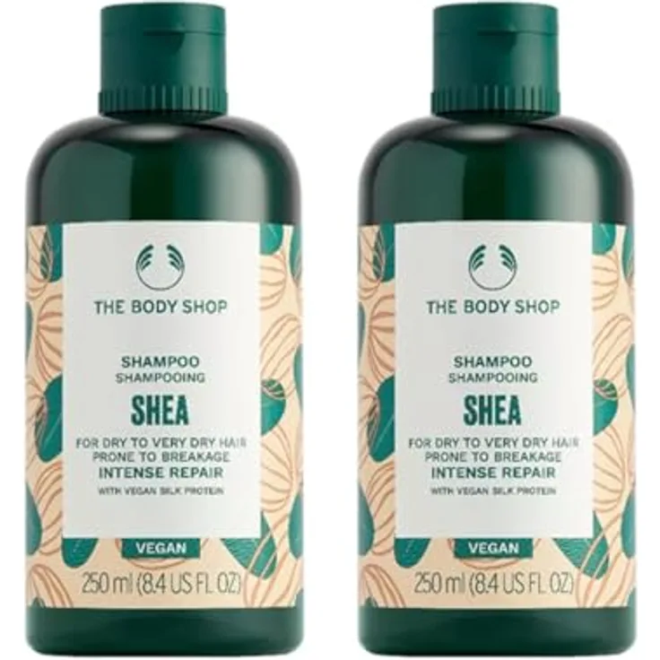 The Body Shop Shea Shampoo, 250 ml, Flüssiges Shampoo für trockenes bis sehr trockenes Haar, vegan, 92% natürliche Inhaltsstoffe, repariert und hydratisiert