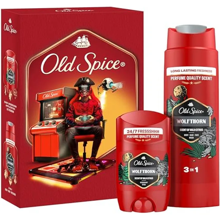 Old Spice Gamer Geschenkset Wolfthorn, Deostick (50 ml) & Duschgel (250 ml), langanhaltender Duft in Parfumqualität