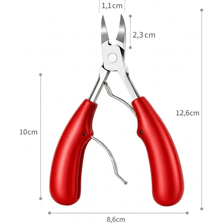 COOL-i ® Fußnagelknipser Profi-Zehennagelknipser aus Edelstahl, rutschfester Griff, Schwarz/Rot, für dicke & eingewachsene Nägel